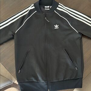 Adidas ladies Black Bomber Jacket with White Stripes